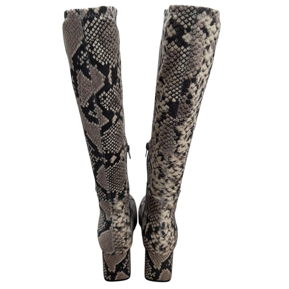 Steve Madden Dynasty Snakeskin Print Boots Size 7 M Fitted Calf Stretch - Picture 4 of 8